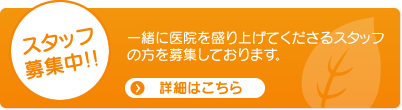 スタッフ募集中!!：一緒に医院を盛り上げてくださるスタッフの方を募集しております。 詳細はこちら